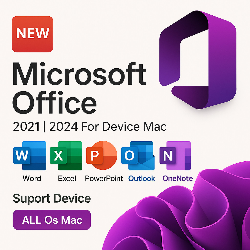 Microsoft Office 2024 / 2021 for Mac – Supports All macOS Versions on M5 M4, M3, M2, M1 & legacy Mac devices